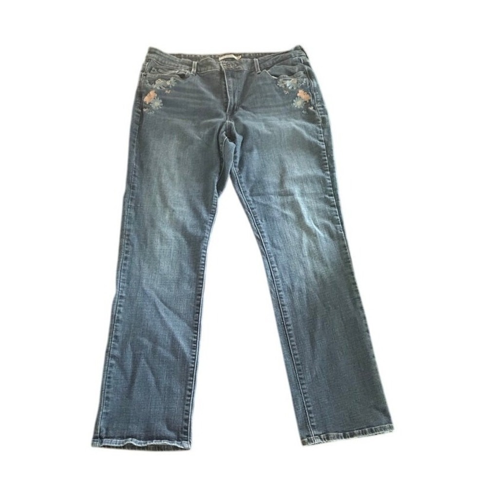 Levi's Denim Embroidered Floral Design Blue Cotton Casual Jeans Women's Size 34